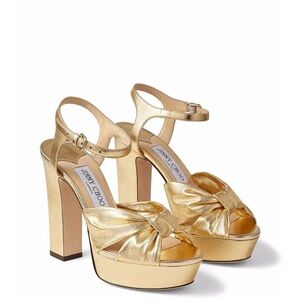 Jimmy Choo 
Heloise 120MM Metallic Leather Platform Sandals
